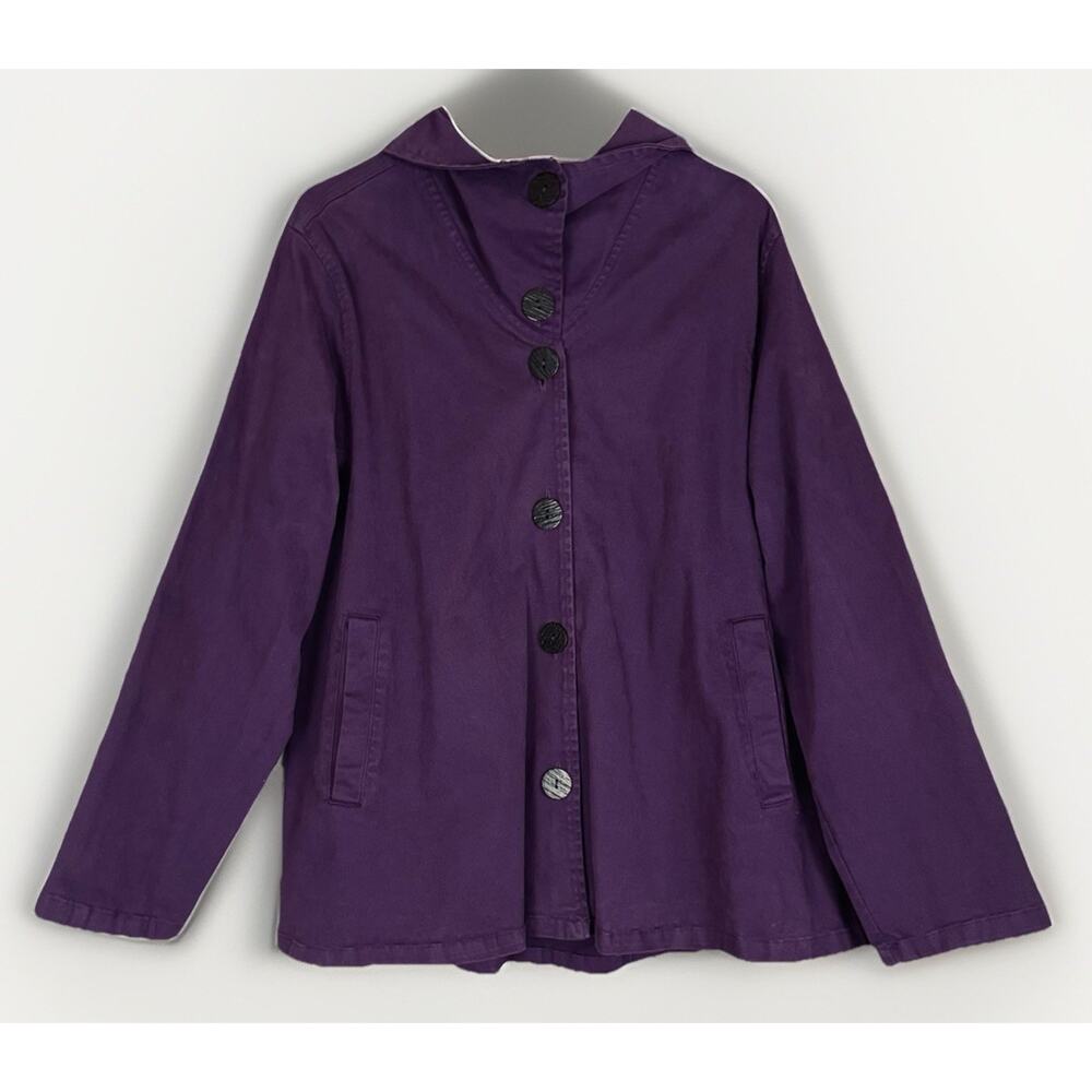 Color Me Cotton‎ CMC Purple Swing Button Coat XXL Lagenlook Fairy Stretch Canvas